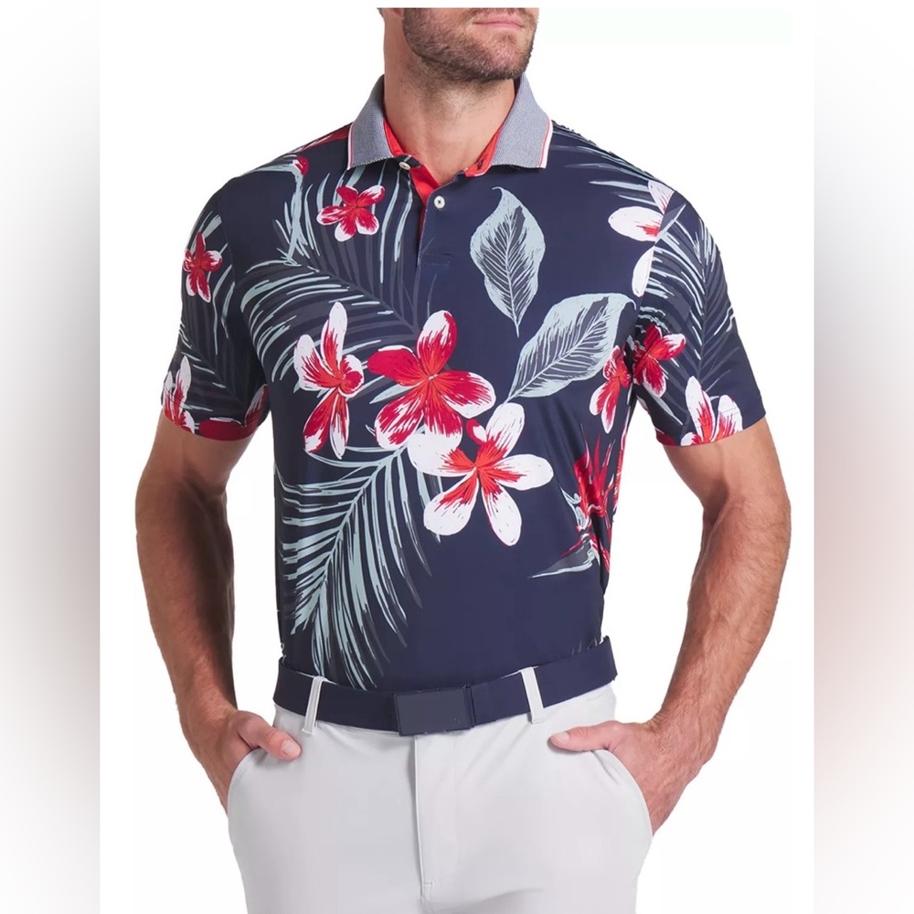 PUMA Men's MATTR Luau Golf Polo Size XXL in Blue/White/Red Floral NWT